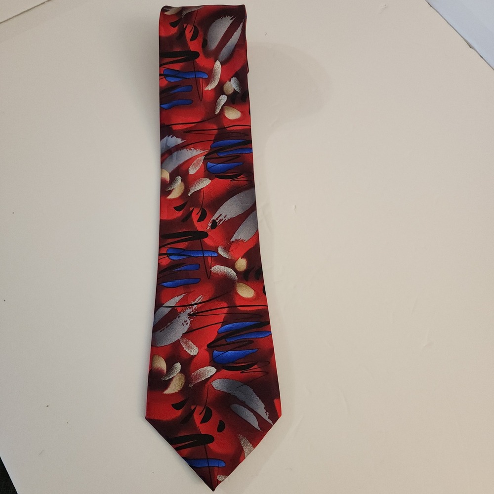 J Garcia Mens Silk Tie Red Abstract‎ Banyan Trees 11 Collection Fifty Eight